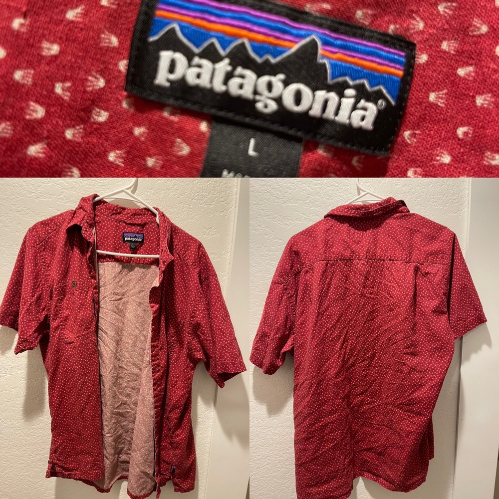 Large Patagonia button up! Crown pattern all over!